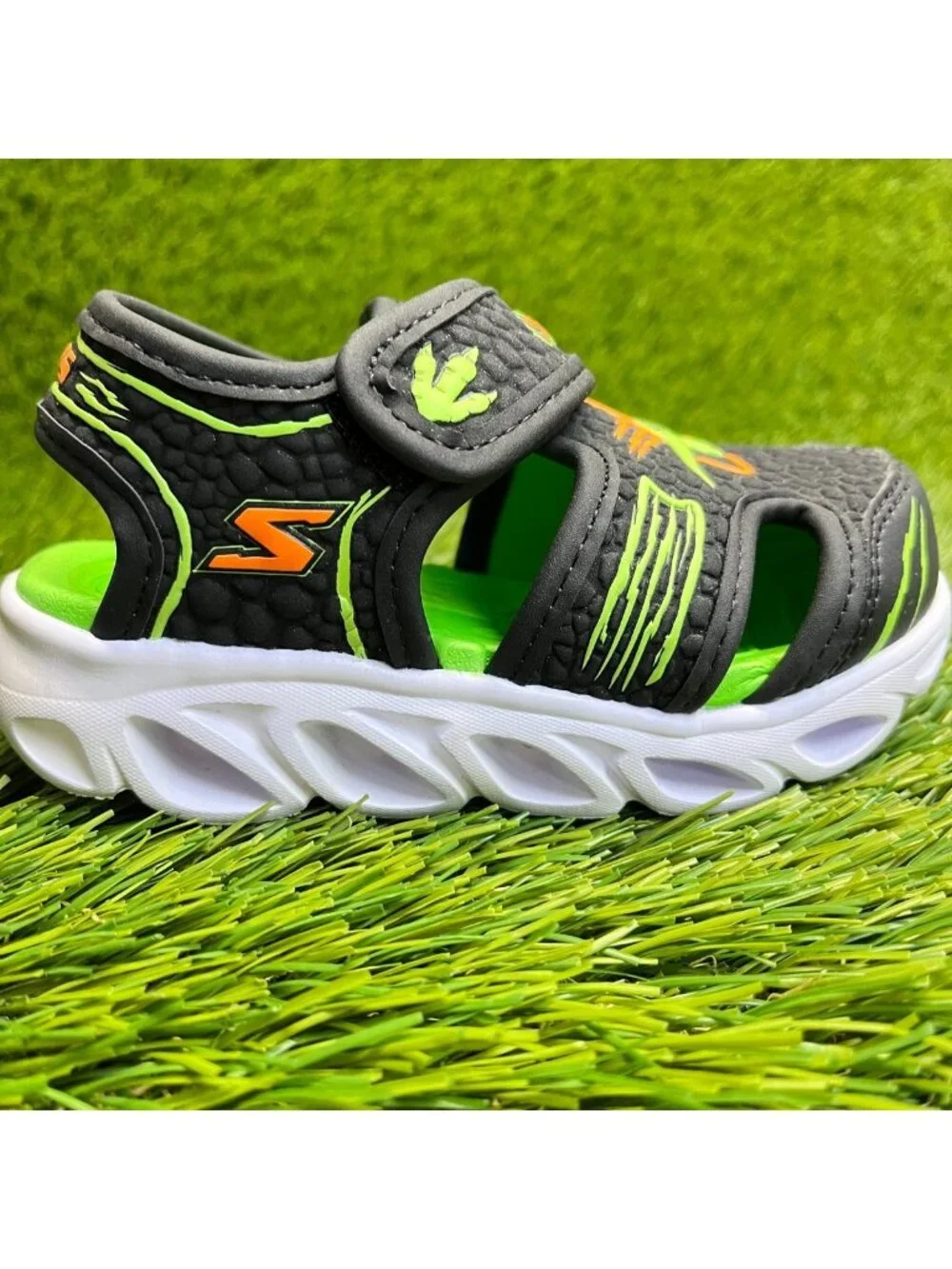 Skechers Hypno-Flash Hydro Fun Boys Size 8C Black Beach Walking Outdoor Sandals